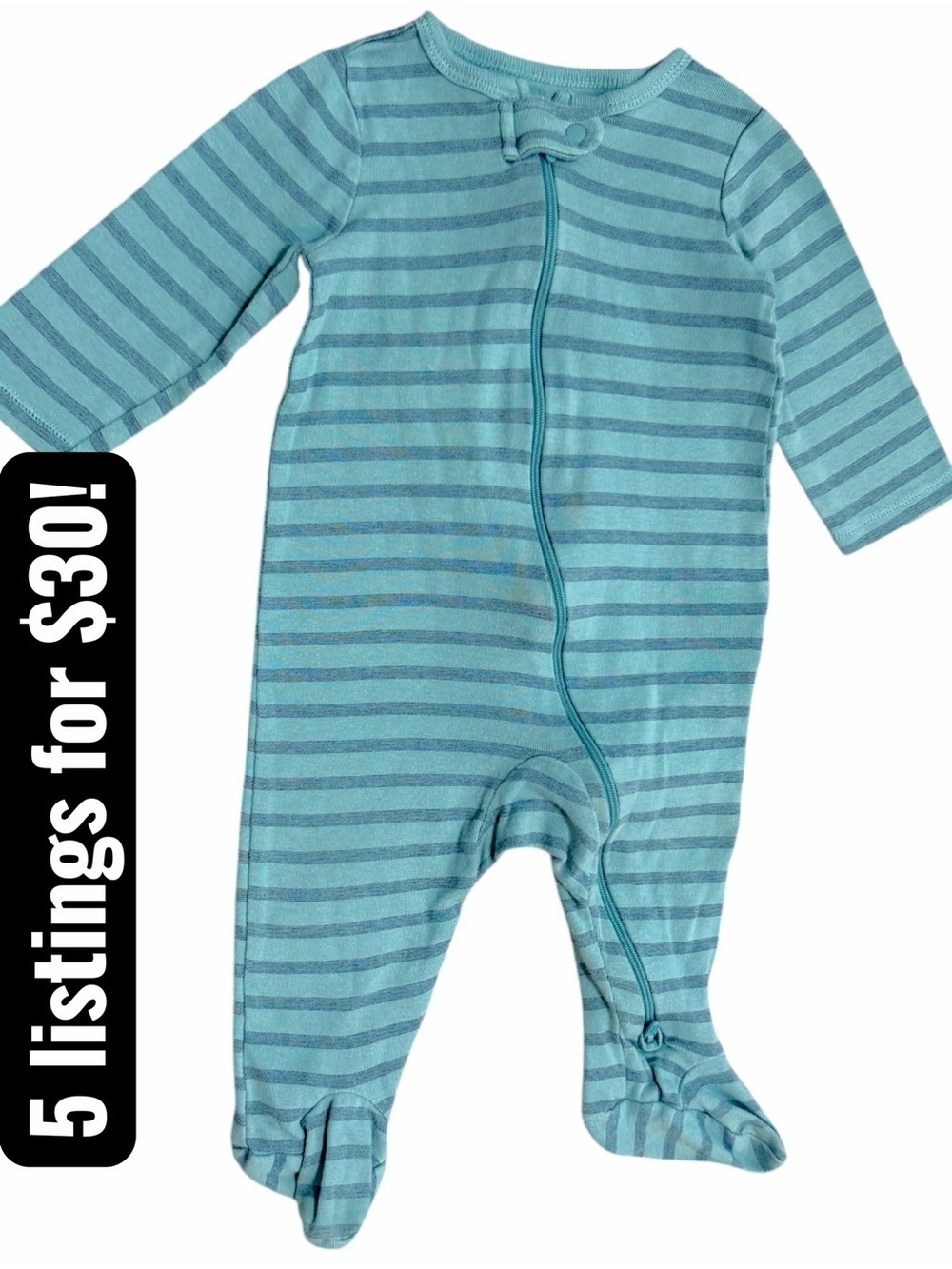 Carter's Baby Boy Modern Blue Striped Footie Pajamas 6 Months One-Piece Pajamas